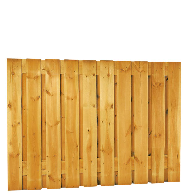 Plankenscherm | Grenen hout | geschaafd | 21 planken van 17 mm | 180 x 130 cm | verticaal recht | groen geïmpregneerd