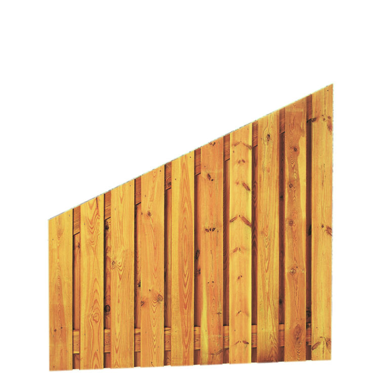Plankenscherm | Grenen hout | geschaafd | 21 planken van 17 mm | 180 x 180/90 cm | verticaal recht aflopend | groen geïmpregneerd
