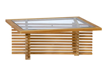 <BIG><B> Ensemble de salon en teck Table Riverside avec plaque en verre (100 x 80 x 39 cm)</B></BIG>