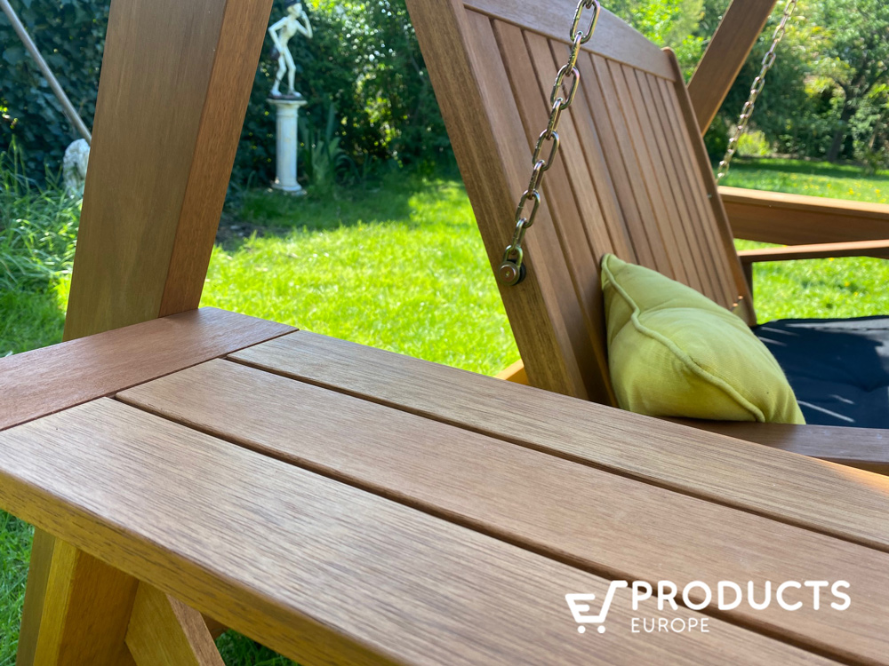 <BIG><B>Balanoire de porche en bois dur avec coussins</B></BIG>
