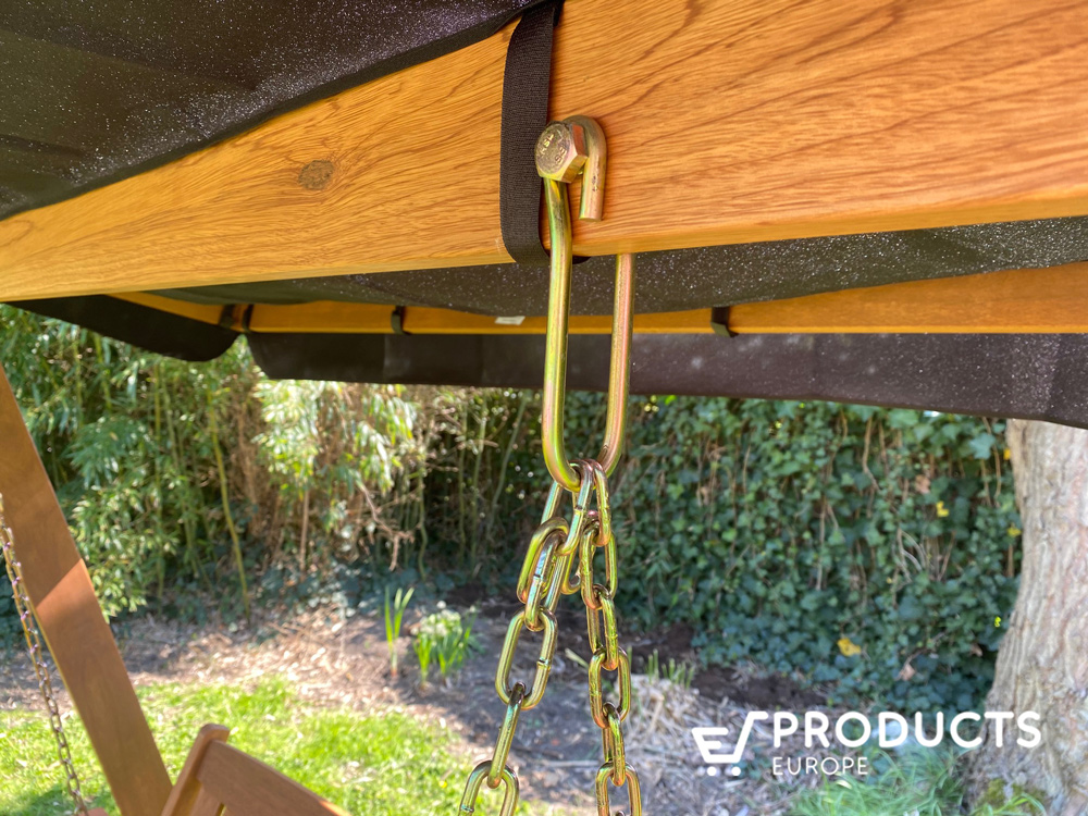 <BIG><B>Balanoire de porche en bois dur avec coussins</B></BIG>