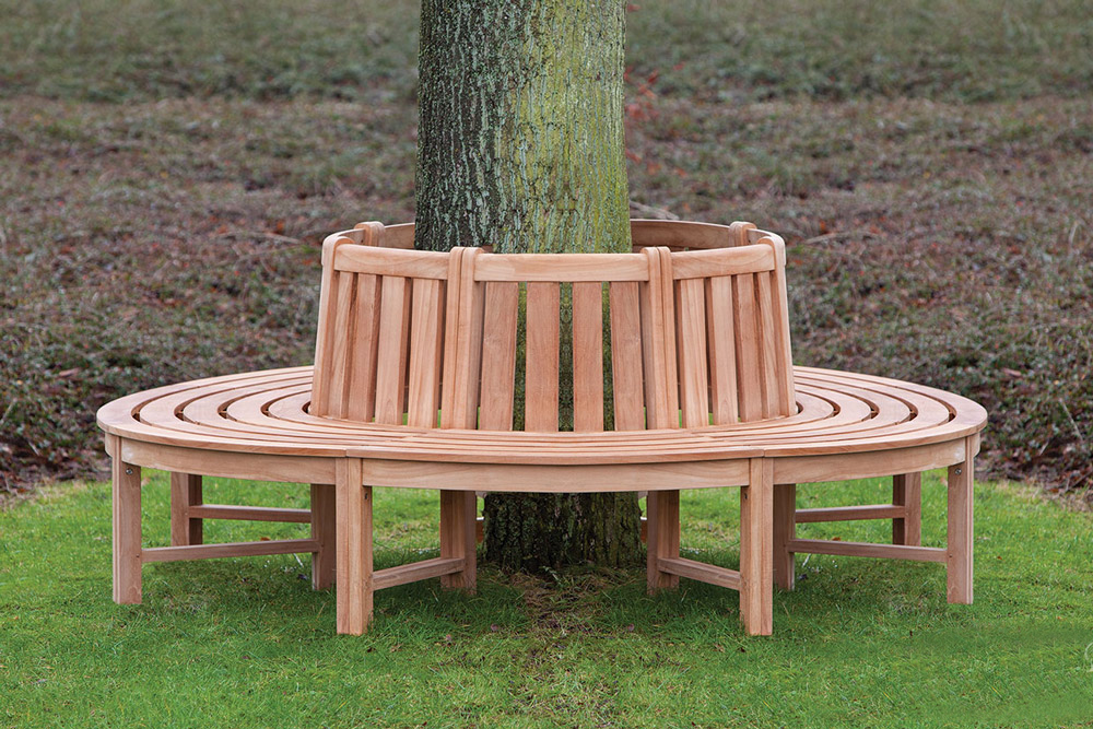 Banc d'arbre avec dossier en teck